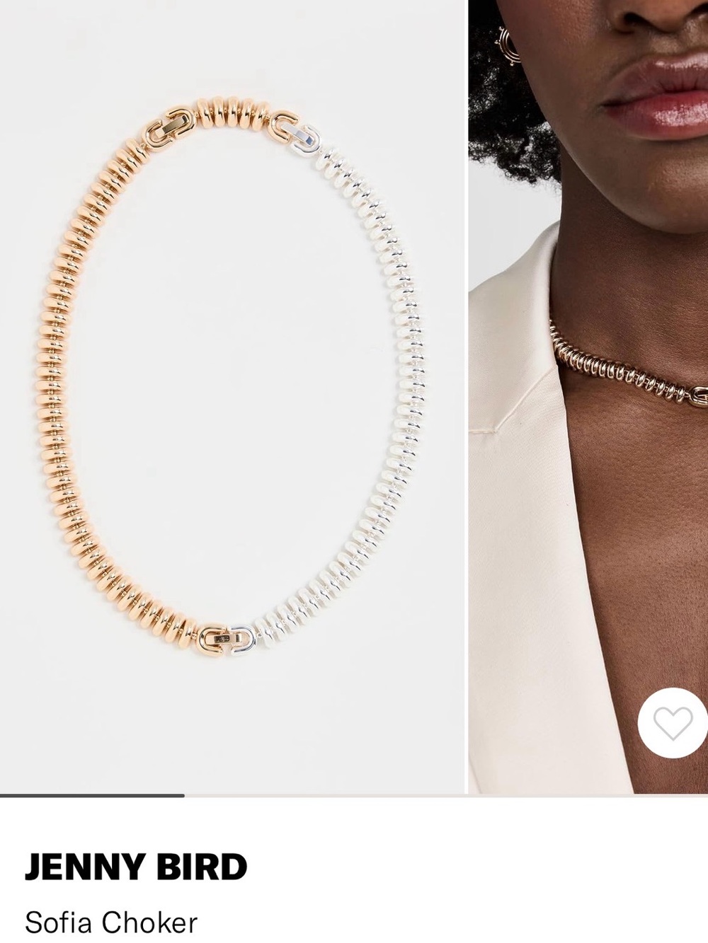 NWOB JENNY BIRD Sofia Two-Tone Sofia Choker Necklace - Gold & Silver